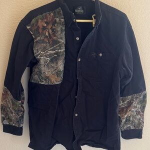 RedHead Men's Black Shirt Jacket with Camouflage Accents